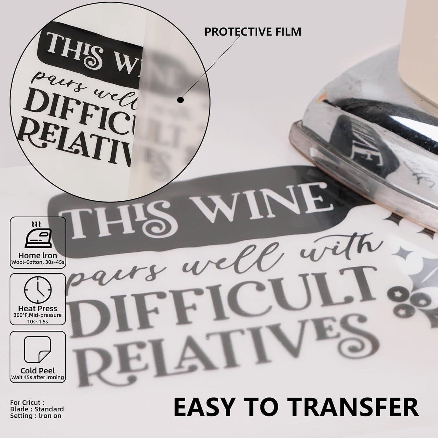 Guangyintong Black HTV Heat Transfer Vinyl Rolls, 12" X 100ft Iron on Vinyl PVC Adhesive for T-Shirt, Easy to Cut & Weed for DIY Design