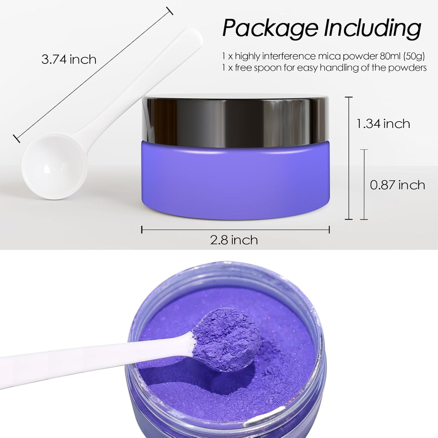 Ceya Highly Interference Mica Powder, 1.8oz/ 50g Stone Blue Chrome Nail Powder, Cosmetic Grade Pearlescent Effect Color Shift Pigment for Epoxy Resin, Makeup, Nail Art, Soap Dye, Candle, Slime, Paint