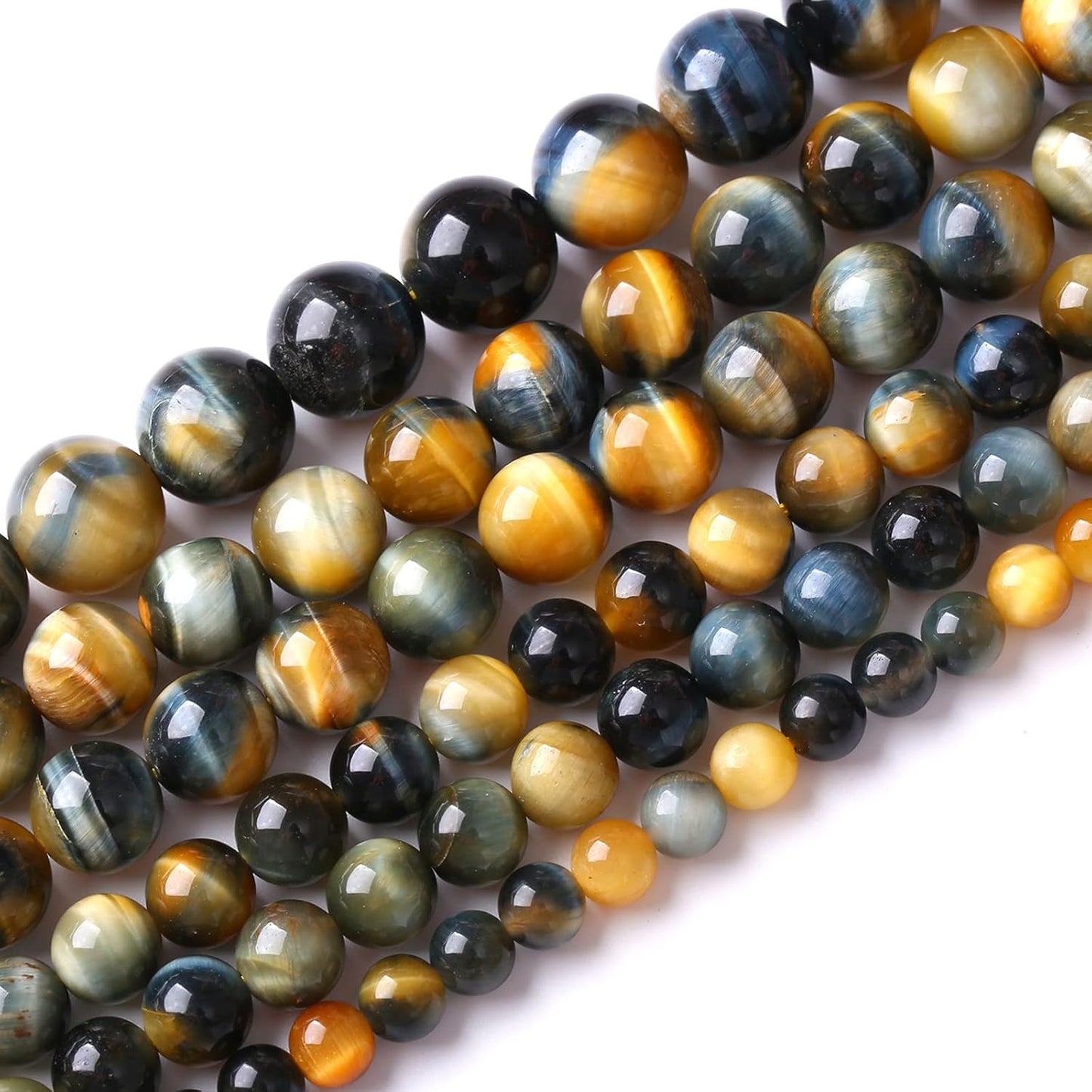 10mm 38Pcs AAAAA Tiger Eye Beads for Jewelry Making - Natural Stone Semi Precious Round Smooth Gemstones Loose Spacer Beads