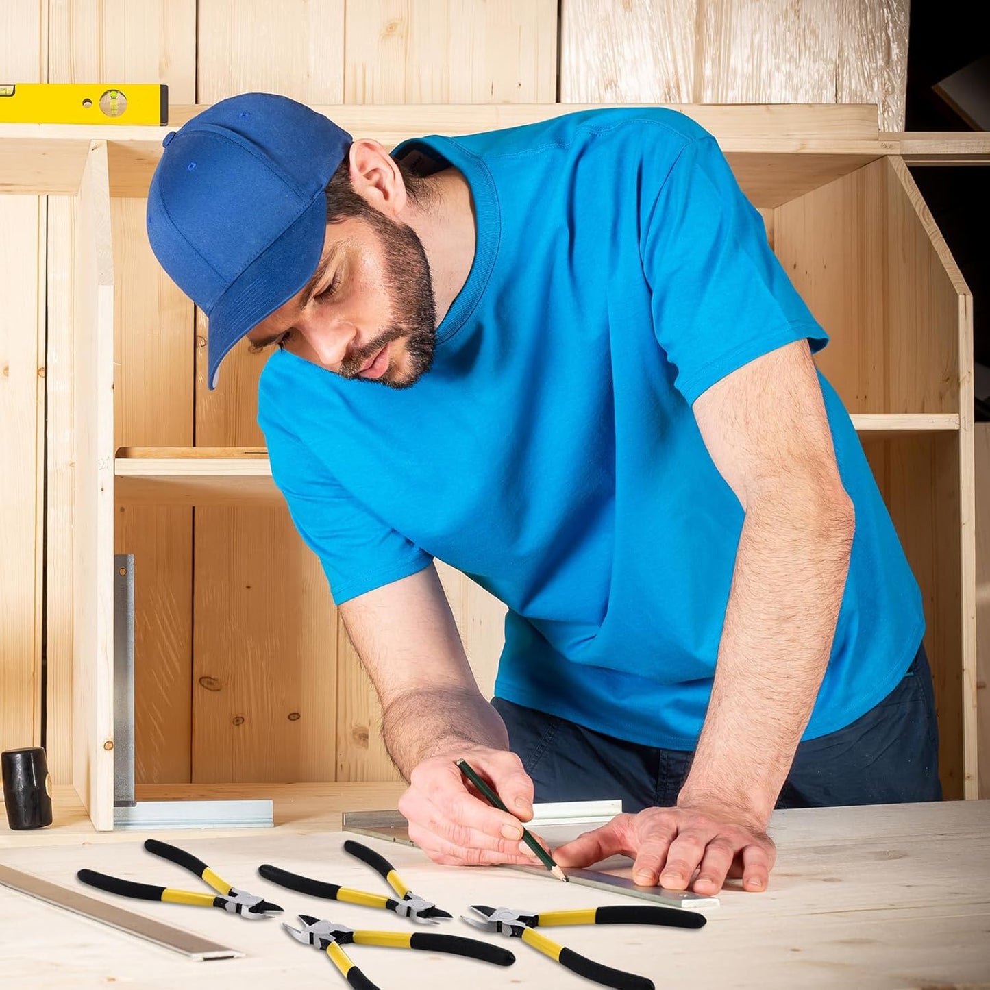 Lasnten Wire Cutters Precision Cutting Pliers Side Diagonal Cutters Small Wire Clippers with Nonslip Handle DIY Jewelry Making Crafting Model Kits(8 Pcs 6 Inch,7 Pcs 5 Inch,Yellow Black)