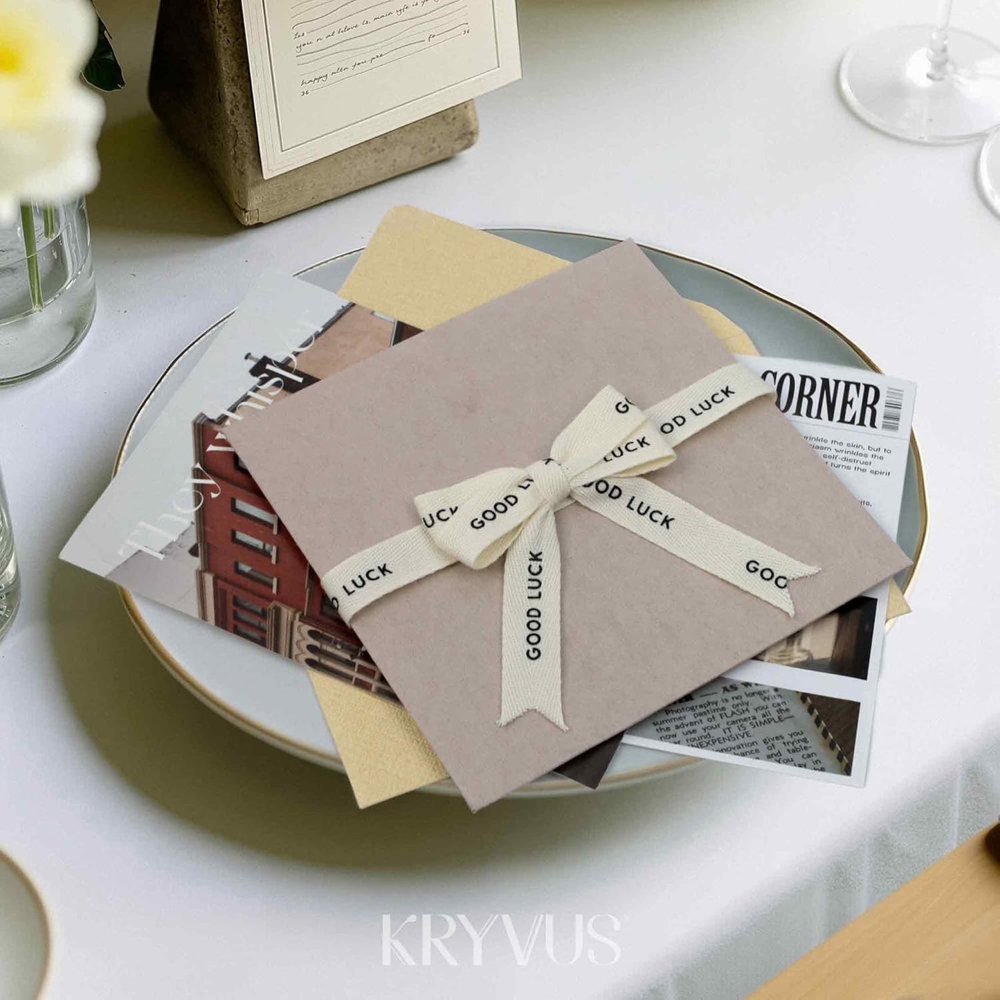 Good Luck Ribbon - 5/8 Inch x 12 Yards Natural Twill Tape Ribbon, Cotton Herringbone Ribbons for Gift Wrapping, Birthdays, Weddings, Christmas, Anniversaries, Valentine's Day, Mother's Day