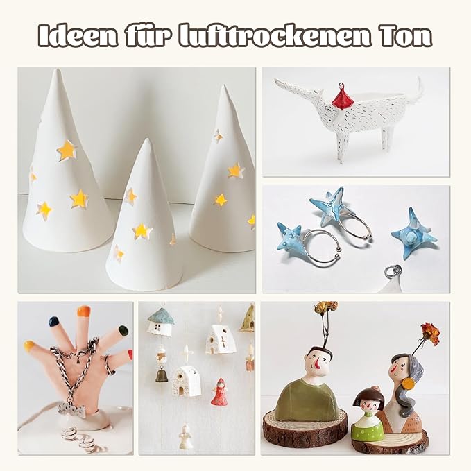 Anpro Craft Air Dry Clay Kit for Adults - Ultimate Beginners Pottery Kit with Clay, Tools, Paints, Brushes & Varnish | DIY Craft Kit for Home