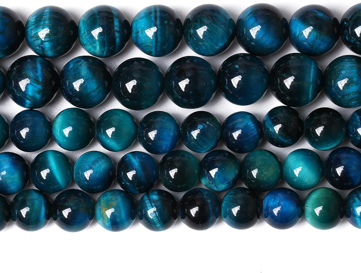 96PCS 8mm Blue Tiger Eye Gemstone Loose Beads Natural Round Loose Stone Beads for Jewelry Making DIY Bracelet Necklace Earrings 2 Strand 32"