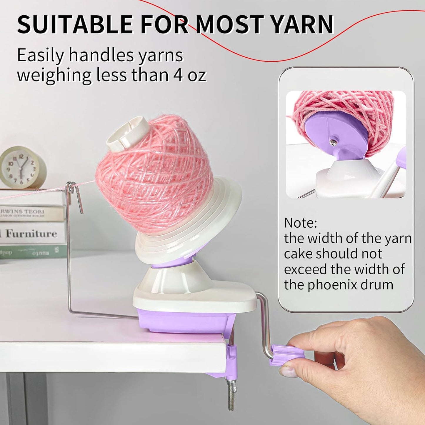 SPEENSUN Yarn Winder, 3.5 OZ Easy-to-Install and Efficiently Yarn Spinner with Lower Noise, Robust ABS Material Ball Winder for Crochet and Knitting Lover for Yarns Below Size 5