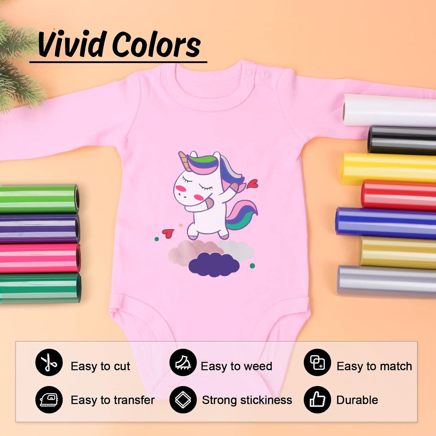 HTV Vinyl Rolls - 12" x 5ft Green Heat Transfer Vinyl for Shirts, Easy to Cut & Weed for All Cutter Machines