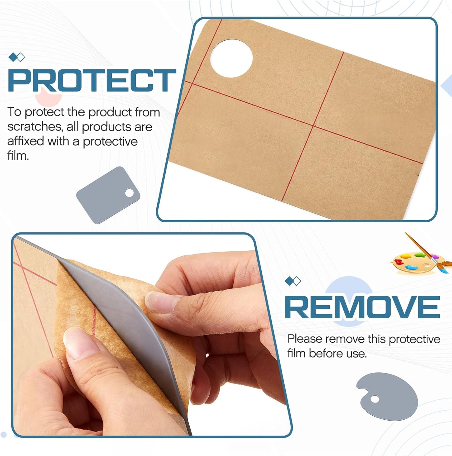 Honoson 2 Pack 11.8 x 7.9 Inch Acrylic Paint Palette with Thumb Hole Clear Paint Pallet, Easy to Clean Non Stick Artist Pallet for Oil Watercolor Craft DIY Painting Palette (Square and Oval)