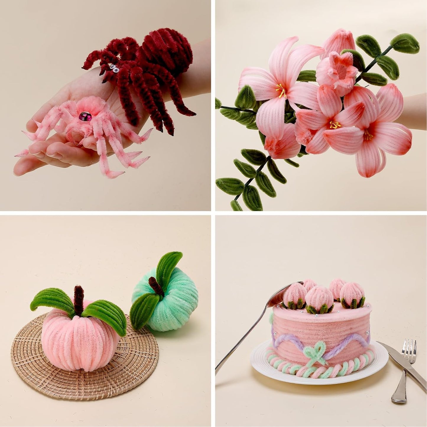 Caydo 500 Pieces Pink Pipe Cleaners, Chenille Stems, Pipe Cleaner Crafts for DIY Art and Craft Projects Creative Gift Party Decorations