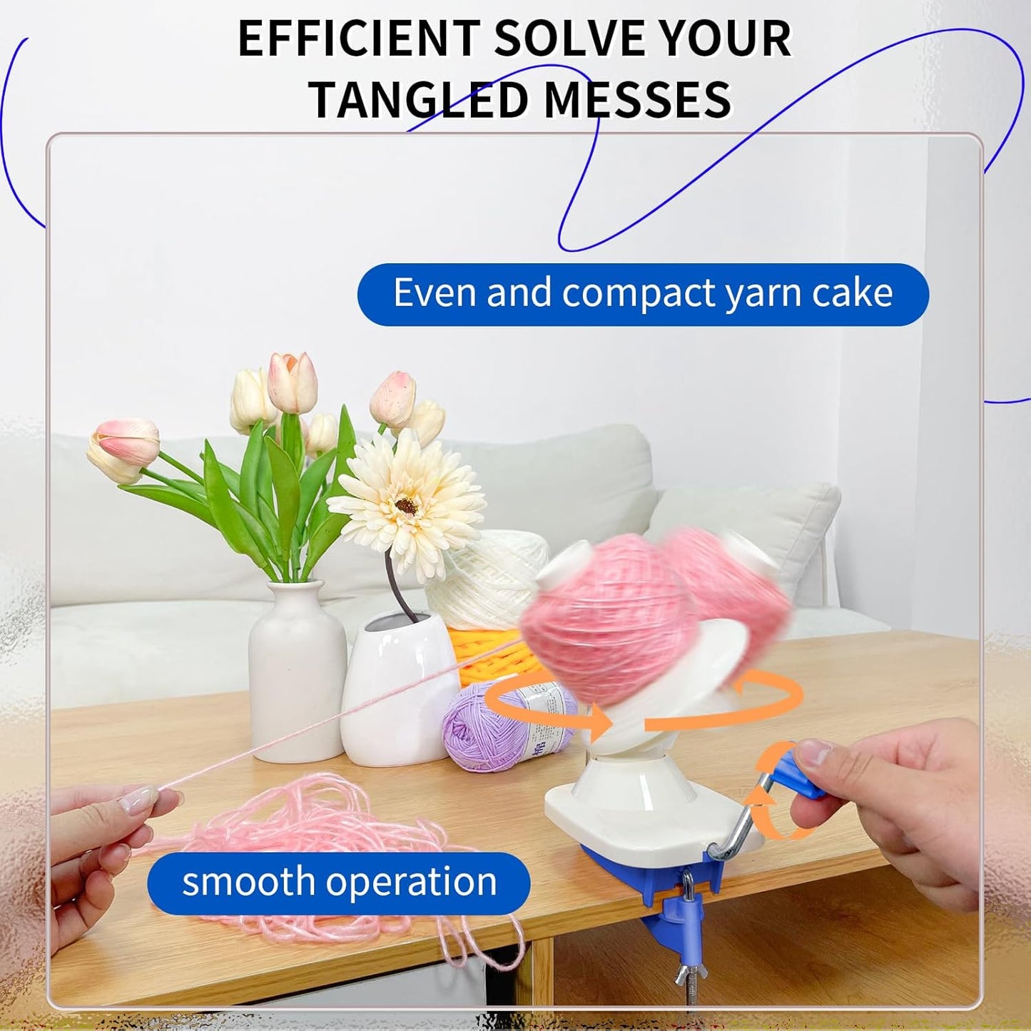 SPEENSUN Yarn Ball Winder, Crochet Yarn Winder, Efficient Yarn Cake Maker Make 3.5oz Yarn Cakes, Easy to Use and Install Crochet Yarn Roller with Lower Noise, The Helper for Knitting Enthusiast