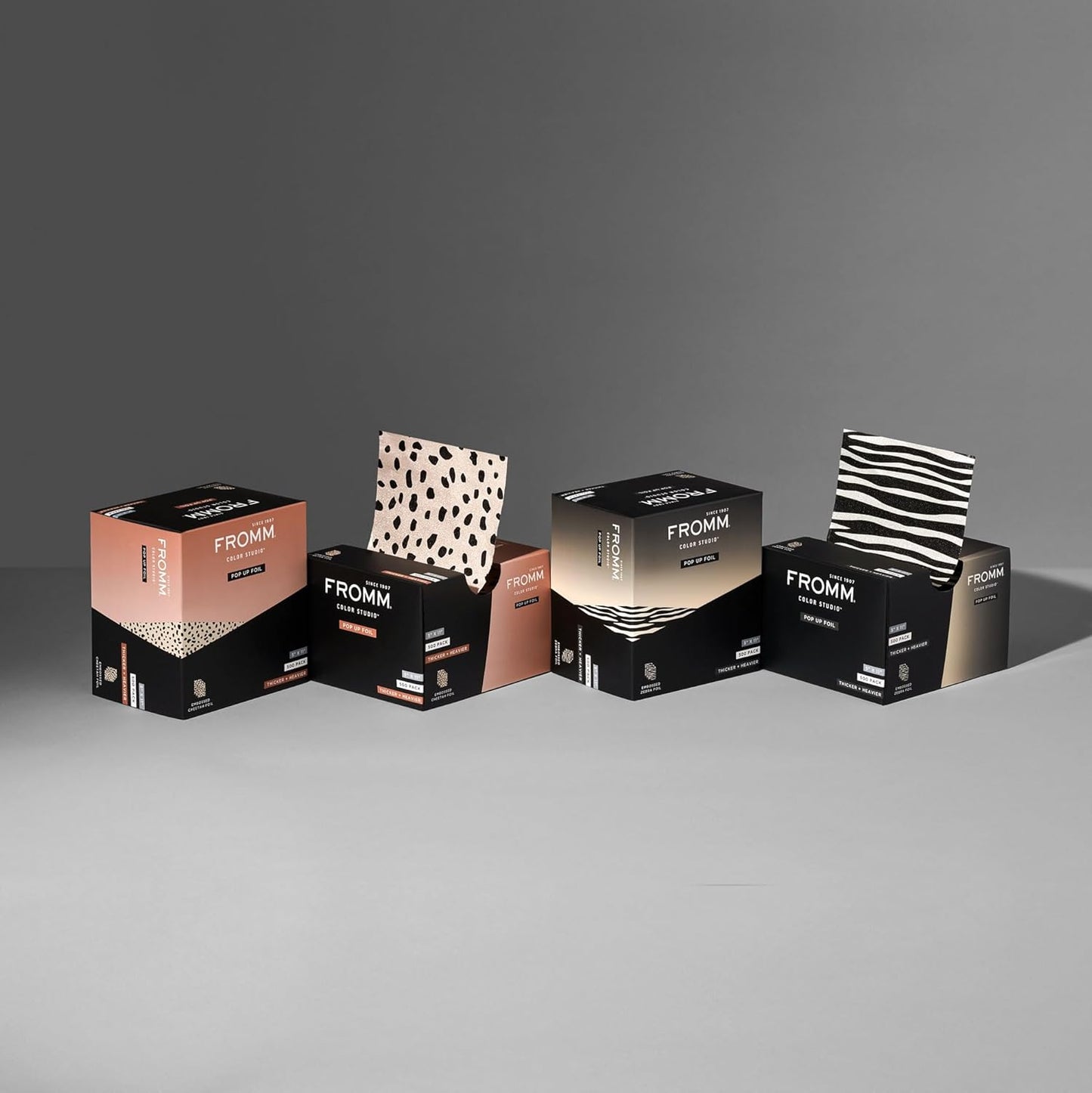 Fromm Pop Up Hair Foils, Zebra Print Pattern, Cosmetology Supplies, Hairstylist Essentials, Lightweight, Ideal for Highlighting and Coloring, Precut, 5" x 11", 500 Foil Sheets