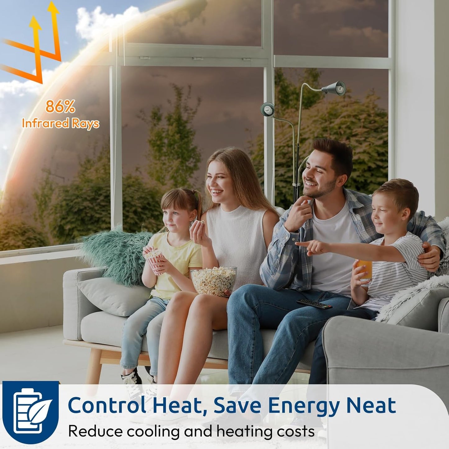 rabbitgoo Window Privacy Film One Way Window Tint for Home, Removable Reflective Heat Sun Blocking Anti UV Glass Door Covering, Mirror Tinting Film House Office, 35.4 in X 6.5 Feet, Brown Silver