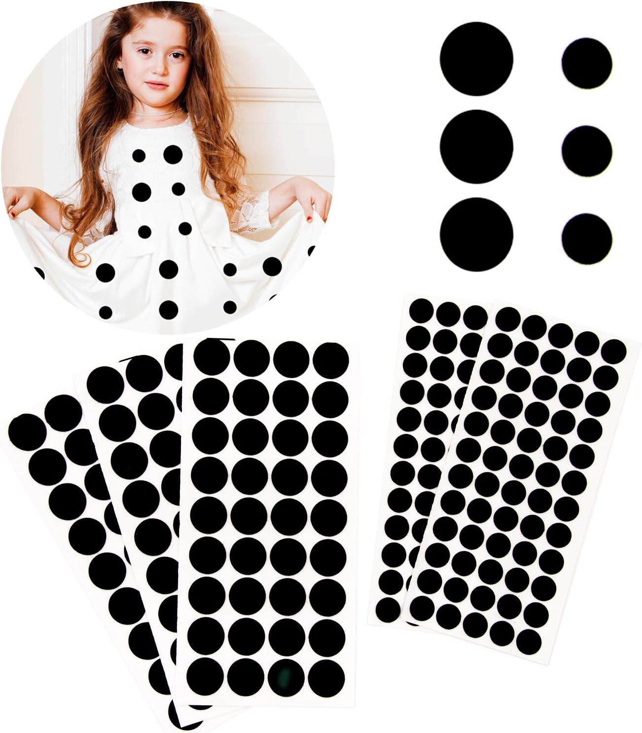 Iceyyyy 200+ Pieces Black Adhesive Felt Circles, Black Self-Adhesive Felt Sticker for Halloween DIY Projects, Professional Craft Finishing (0.5 and 0.75 Inch)