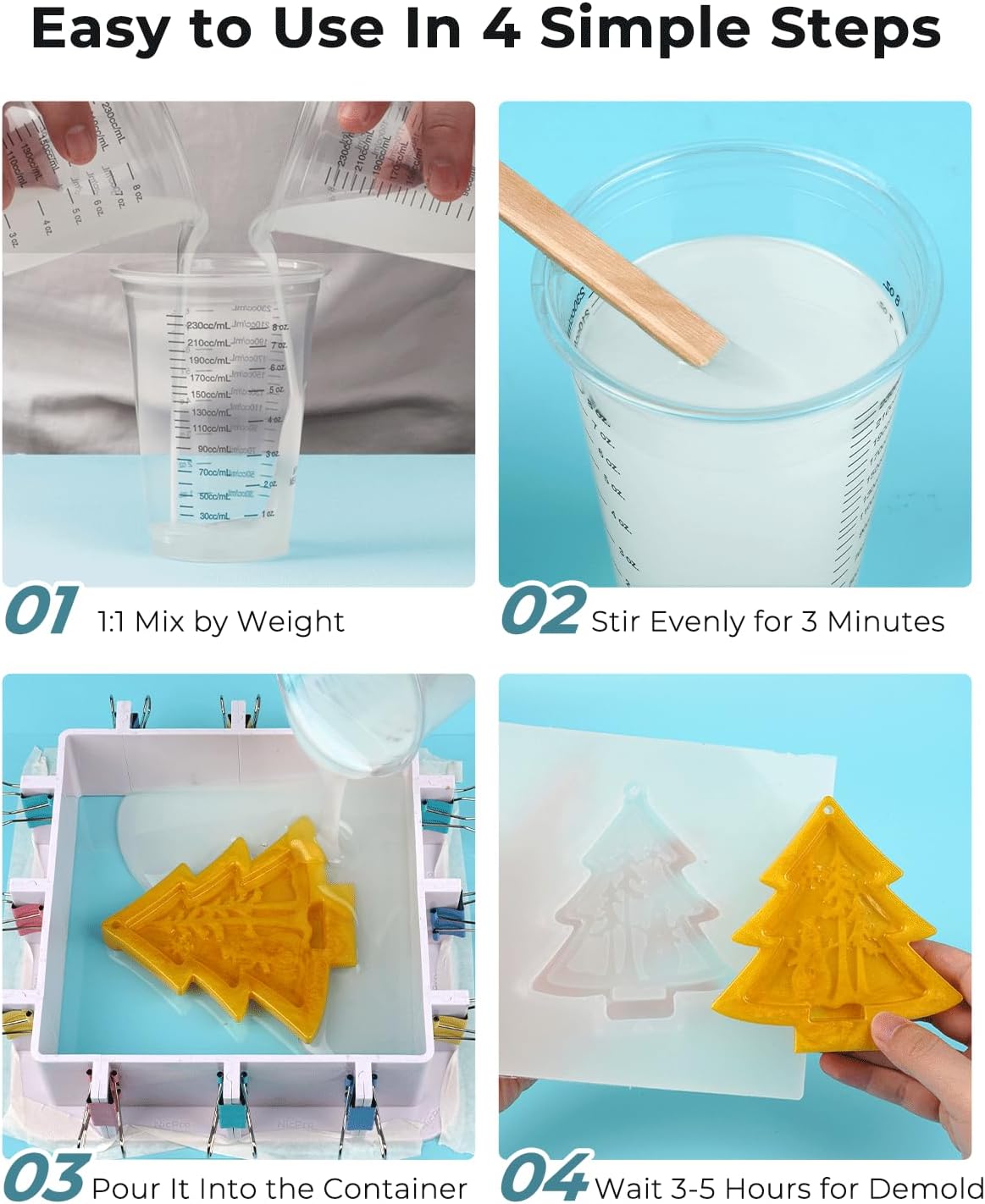 Nicpro 170oz Silicone Mold Making Kit, 15A Platinum Liquid Silicone Rubber, Flexible Silicone Molds Maker Mix Ratio 1:1 for Casting 3D Resins Candle Soap Molds DIY with 24 Mica Powder, Mixing Cups