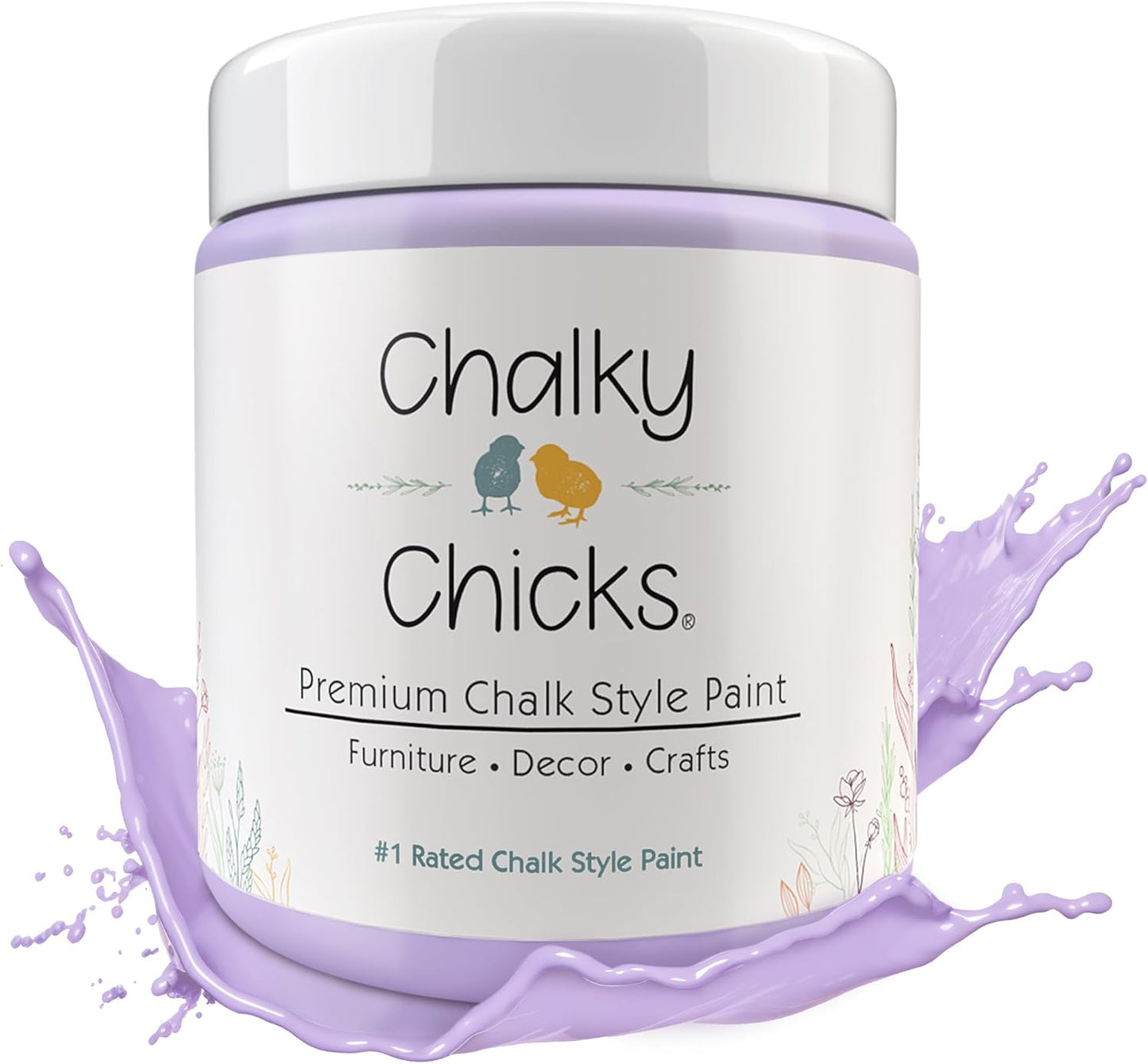 Chalky Chicks All-in-One Chalk Paint for Furniture or Cabinet -16Fl Oz-Matte Finish Sweet Lilac (Light Purple) for Metal, Wood Furniture Paint - No Sanding All-in-One for Home Decor & Crafts, USA Made