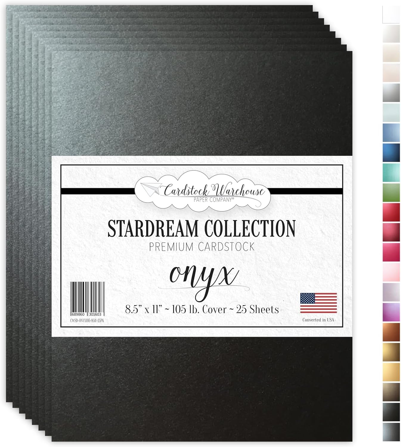 Cardstock Warehouse Stardream Onyx Black Cardstock Paper - 25 Sheets, 8.5 x 11" – 105 lb / 284 GSM Premium Metallic Black Card Stock for High-end Printing, Card Making, Die-cutting & DIY Projects
