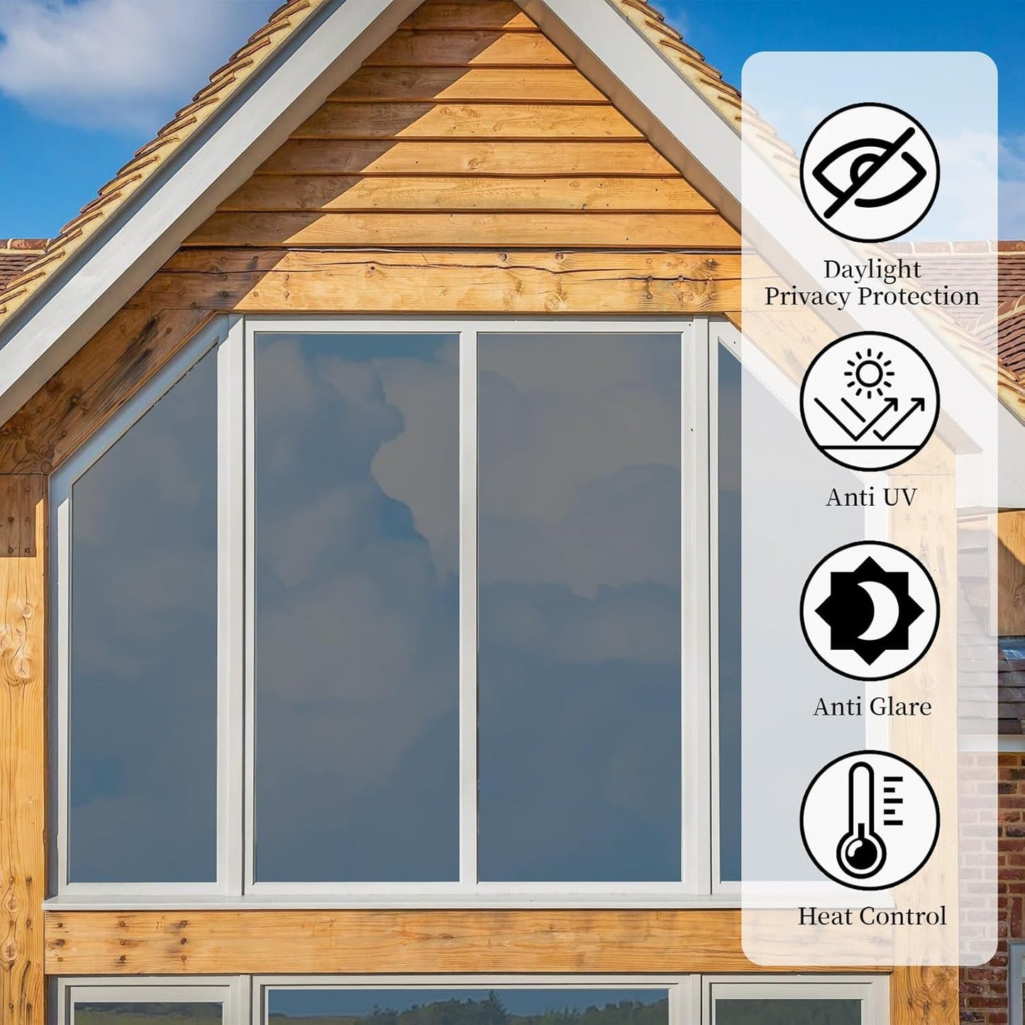 Niviy One Way Window Privacy Film with Installation Tools, Window Tint for Home, Reflective Window Film See Out Not in for Home Office,Black Silver, 35.4 Inch X 118 Inch