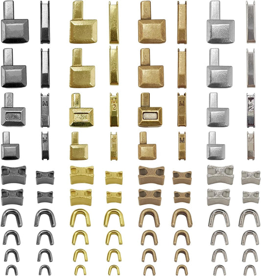 80pcs Metal Zipper Insertion Pin Kit Zipper Head Slider Accessories Stopper Repair Latch Slider Retainer Open-End Bottom Top Stops for Jackets Coats 4 Colors DIY Sewing Replacement, 4 Sizes