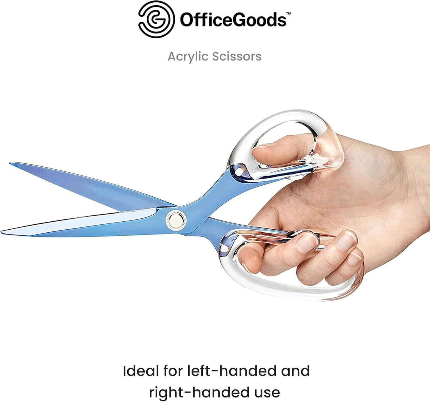 OfficeGoods 9” Stainless Steel Acrylic Scissors for Office and Home - Aesthetic and Sharp All Purpose Scissors, Perfect for Sewing, Arts and Crafts - Sapphire
