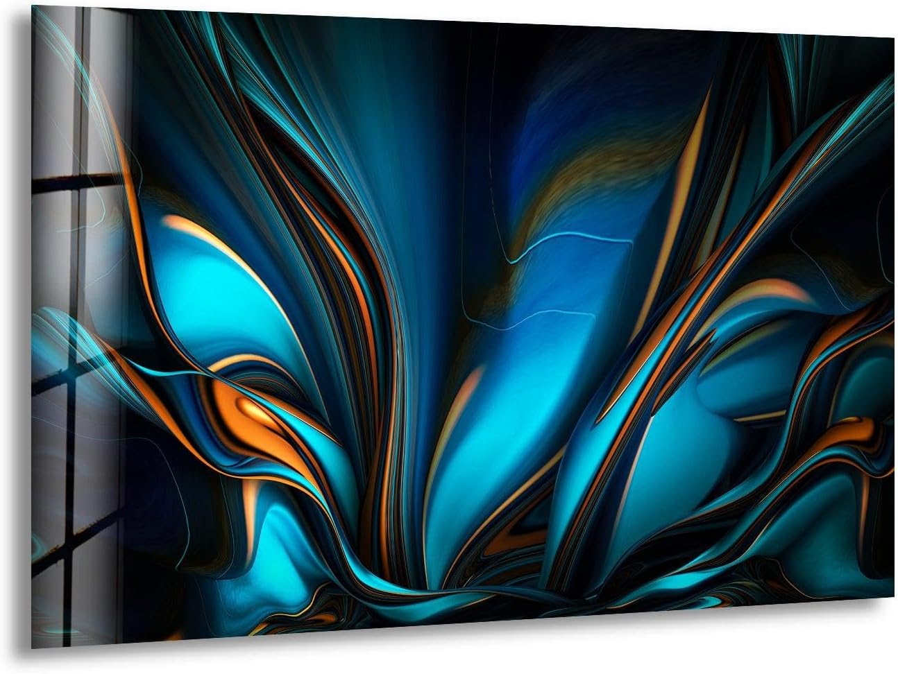 My Photostation.com 28Wx18H'' Orange & Blue Abstract Glass Wall ArtTempered Glass Printing Wall Decor Large Wall Art Wall Hangings