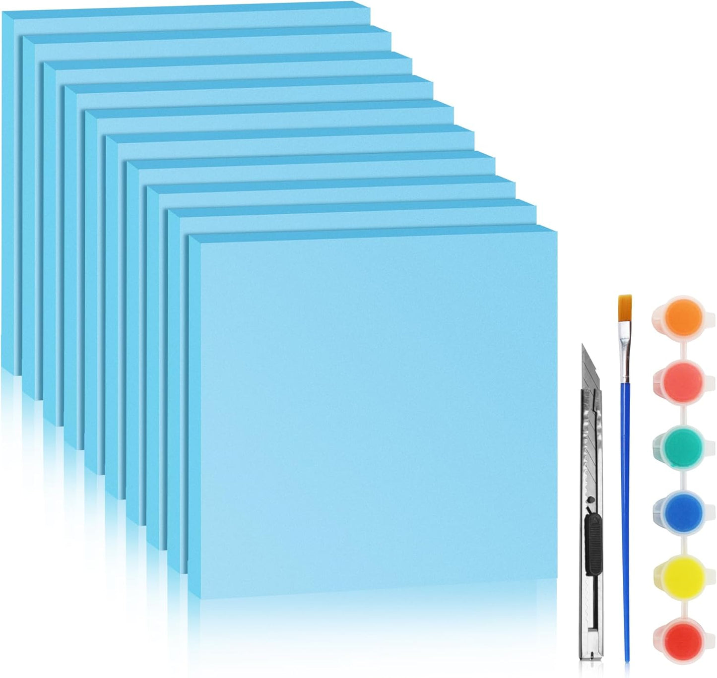 LuckyFoam Blue 10 Pack 12x12x0.79 inch Foam Sheets 0.79 Inch Thick Polystyrene Rectangles XPS Foam Board Craft for Insulating DIY Modeling Art Supplies