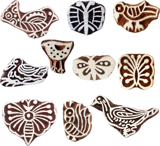 Royal Kraft Bird Wooden Printing Stamps (Set of 10) - DIY Henna Fabric Textile Paper Clay Pottery Blocks Htag2167