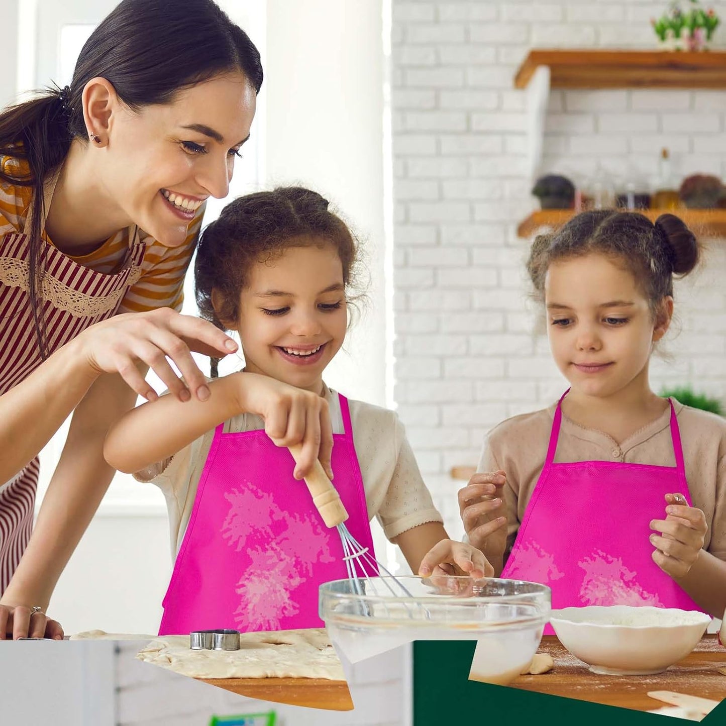 8 Pcs Kids Apron Painting Aprons for Kids Art Smocks Paint Apron Bulk for Painting Classroom Activity Kitchen Crafts Party Supplies(Rose Red)