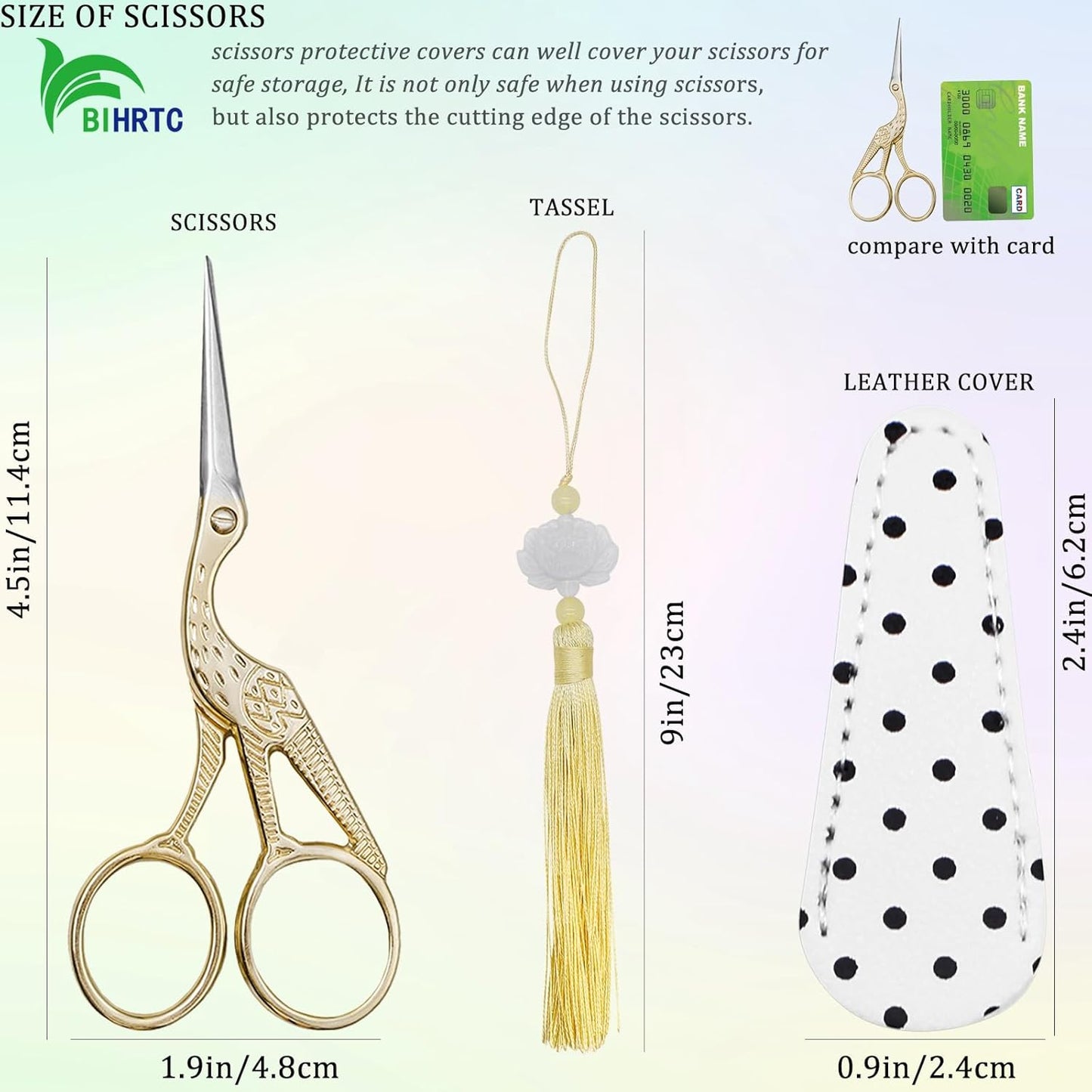 BIHRTC 4.5Inch Bird Sewing Scissors Craft Threading Scissors with Leather Cover Tassel Stainless Steel Scissor for Embroidery Sewing Crafting Needlework DIY Artwork Housework