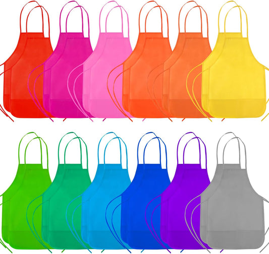 CHRORINE 6/12/24 Pack Kids Painting Apron Toddler Art Aprons for Kids Paint Apron Smock for Painting Cooking Craft Activity