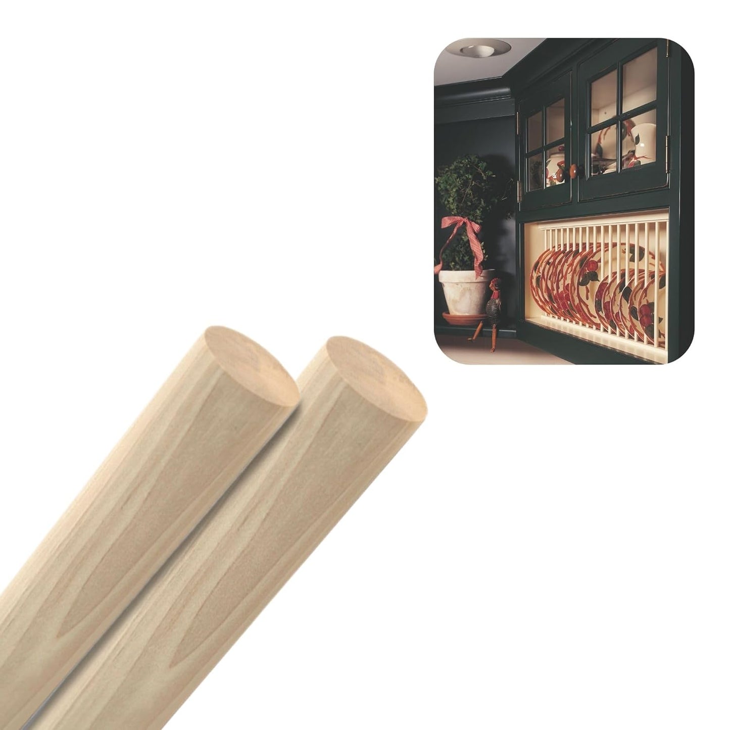 Hardwood Round Dowels (1-¾" x 36", Pack of 2) | Variety of Diameters & Wood Species | Unfinished Wooden Dowel Rods for Crafts & DIY Home Projects | Curtain Rod, Macrame Supplies, Moulding, Flagpole