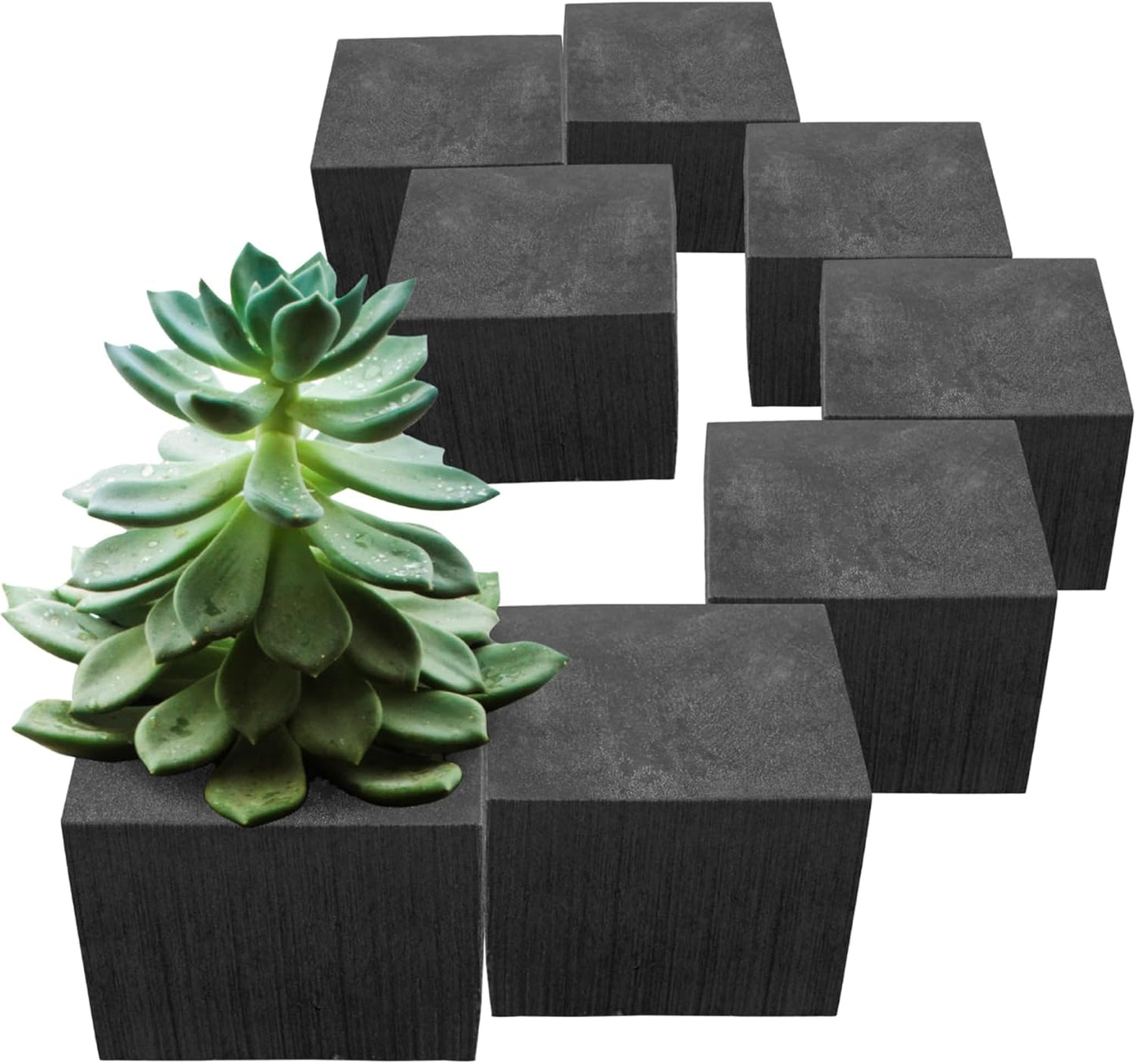 XCEL Floral Foam Blocks - Reusable, Weather Resistant Foam - Perfect for Fresh & Artificial Flower Arrangements, Crafts, Planter Boxes, Home Decor & More - 8-Pk, Black (4” x 4” x 3”)
