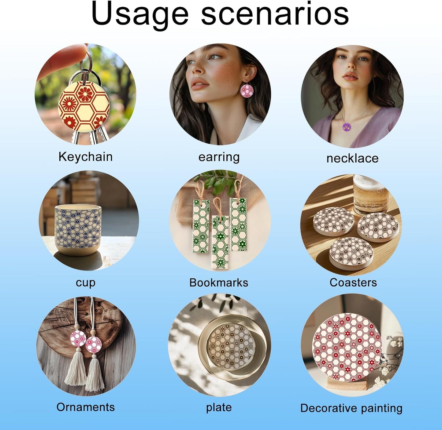 CHGCRAFT Honeycomb Pattern Polymer Clay Texture Sheet Flowers and Hexagonal Silicone Texture Mat for Polymer Clay Making Earrings Jewelry DIY Crafts 5.5 × 5.5 Inch