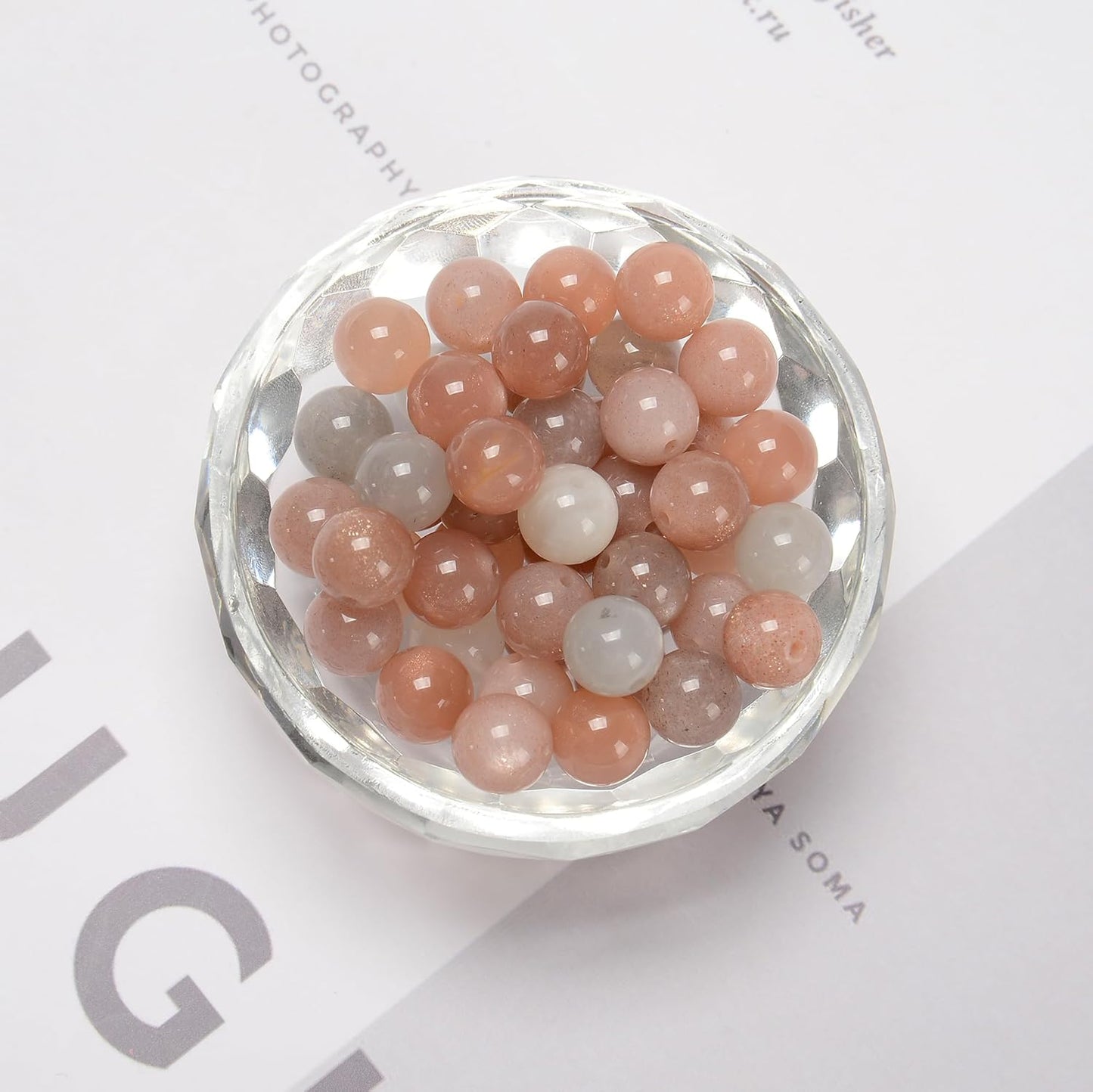 94Pcs (2Pcs/Set) 8mm Multi-Color Peach Moonstone Smooth Round Beads Natural Stone Beads AAA Grade Premium Round Gemstone Genuine Real Stone Loose for DIY Bracelet Jewelry String Making