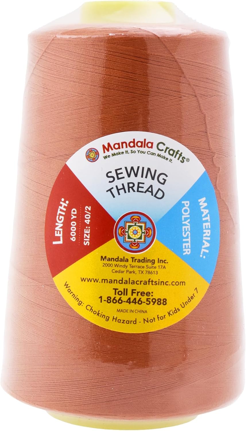 Mandala Crafts 4 Pack of Serger Threads Cones Spools - 40S/2 24000 Yards Polyester Rust Threads for Sergers Machine and Overlock Quilting Sewing Machine