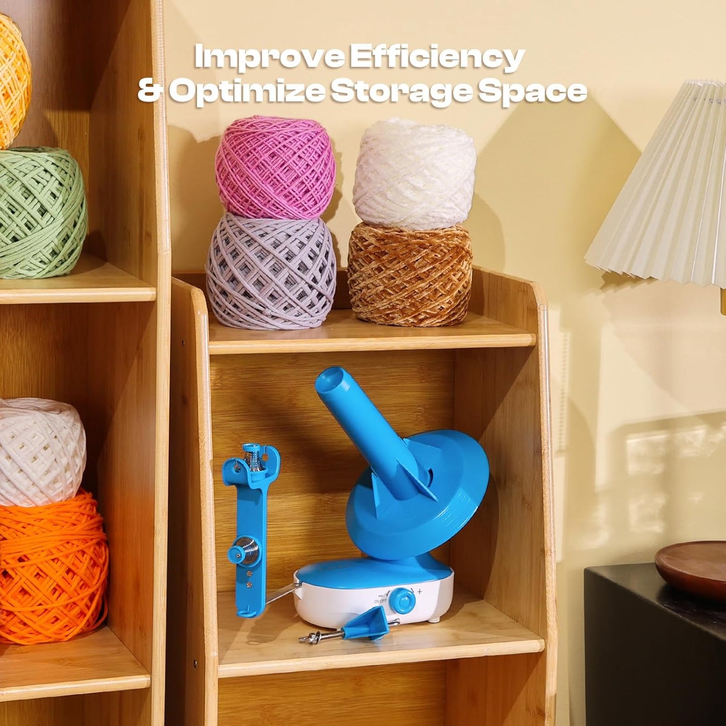 Caydo Electric Yarn Winder Pro, 10oz Large Automatic Ball Winder for Crocheting, Dual-Spring Strong Tension Stepless Speed Yarn Cake Roller Spinner, Ideal Present for Crochet Lovers(Blue)