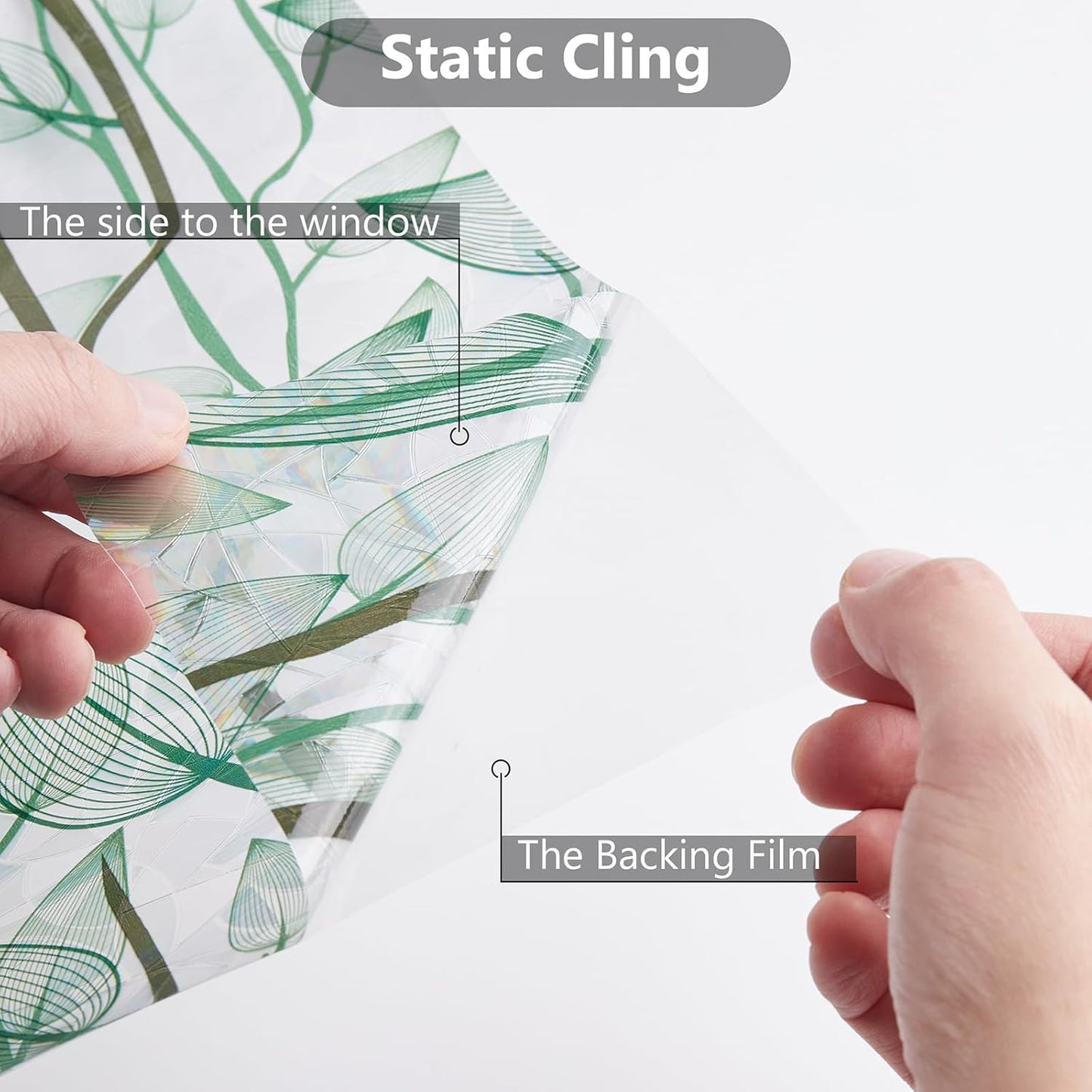 Finnez Window Privacy Film Window Film 3D No Glue Glass Sticker for Glass Door Home and Office Heat Control Anti UV (35.4 Inch x 13.1 Feet, Rainbow Grove)