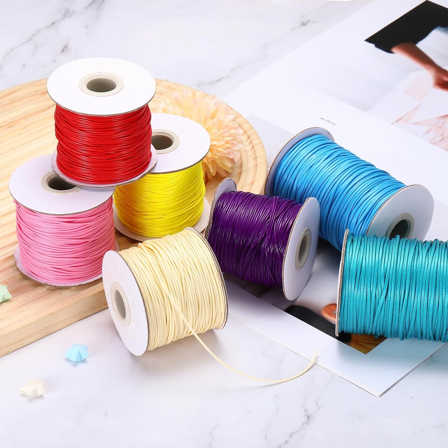 MECCANIXITY Waxed Cord 1.5mm Waxed Thread 87 Yard Wax String Leather Cord for Bracelet Making, Necklaces, Beading, Jewelry Making and DIY Crafts(Dark Blue)