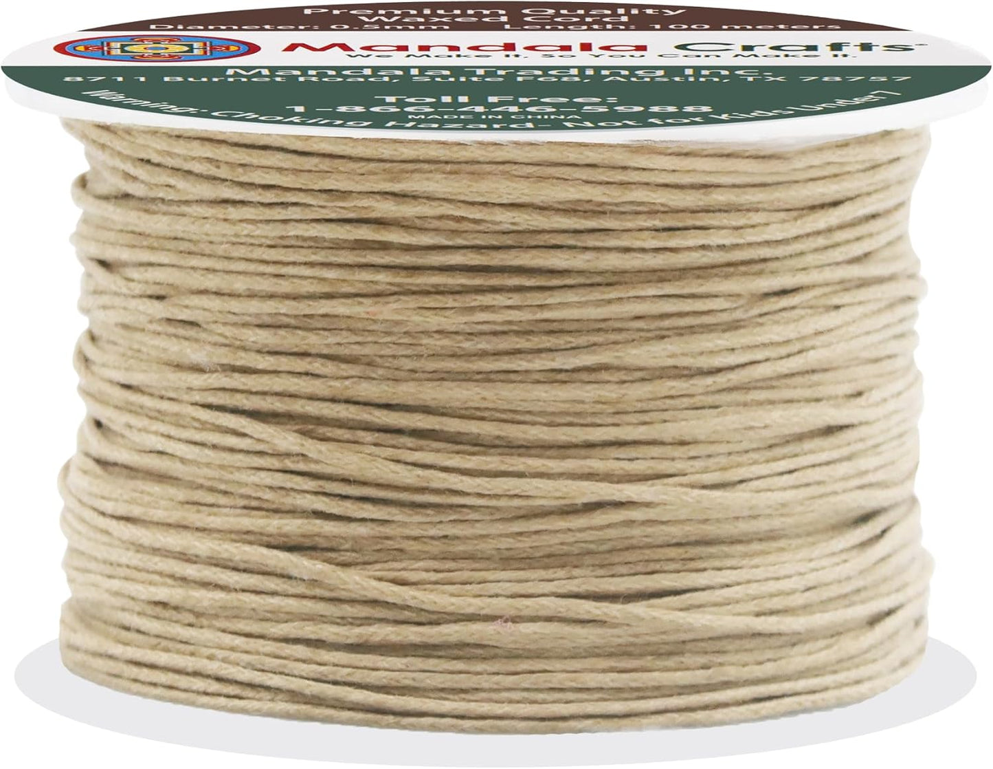 Mandala Crafts 0.5mm 109 Yards Natural Cotton Waxed Cord for Jewelry Making Bracelet Cord Waxed String - Beading String Thread Jewelry Cords for Necklaces String