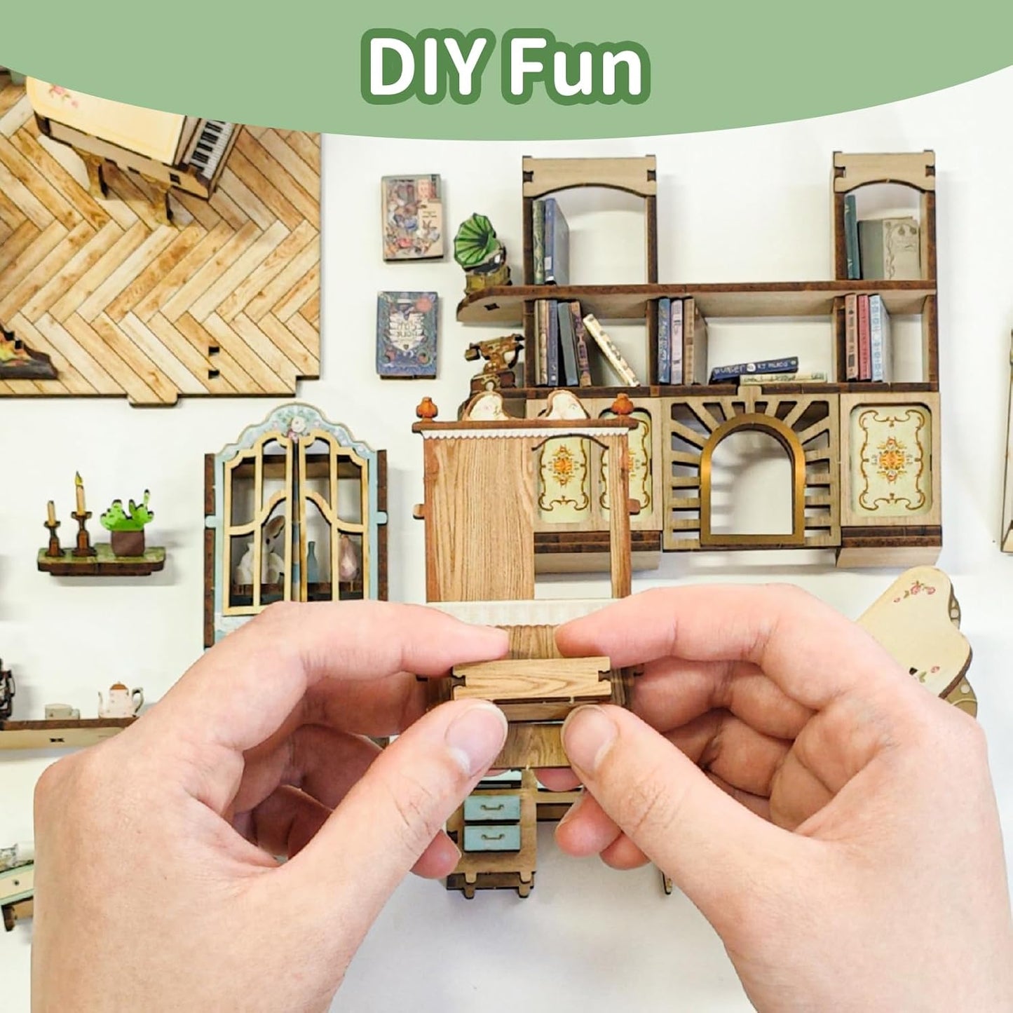 DIY Book Nook Kit,Dollhouse Booknook Bookshelf Insert Decor,3D Wooden Puzzles with LED Dust Cover,Book Nook Miniature Kit,Birthday Halloween Home Decor for Teens Adult-Countryside Diary