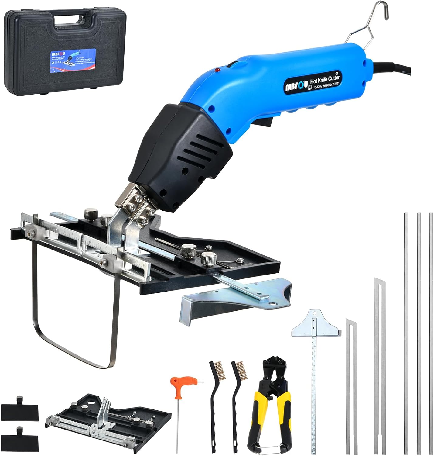 Electric Hot Knife Kit for Grooving/Sculpting/Cutting (5 Blades) Air Cooled 200W 110-120V Pro Slotter Foam Cutting Tool Styrofoam Cutter for XPS, EPP, EPS, EVA, EPE, KT Board, Sponge