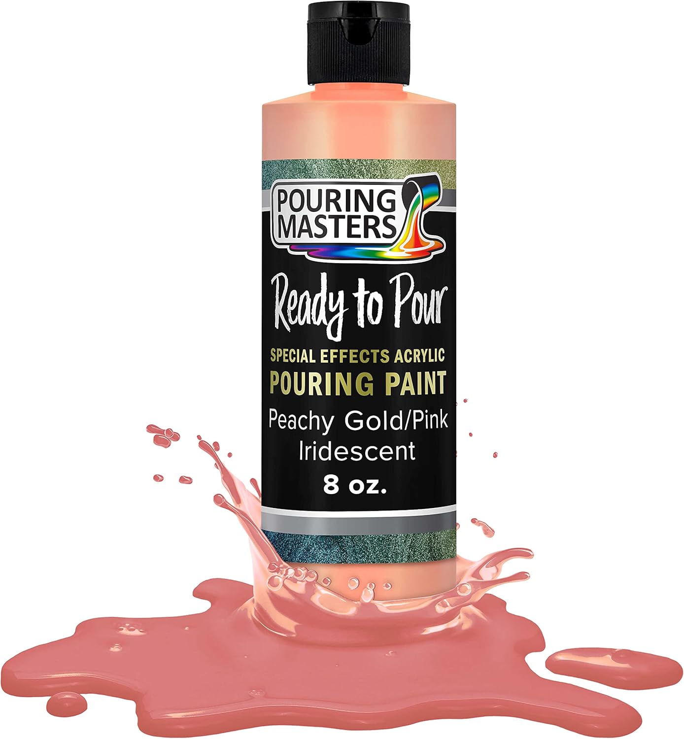 Pouring Masters Peachy Gold/Pink Iridescent Special Effects Acrylic Pouring Paint - Premium 8-Ounce Pre-Mixed Fluid Acrylic Paint - Fluid Art Supplies for Canvas, Wood, Paper, Tile & Rocks