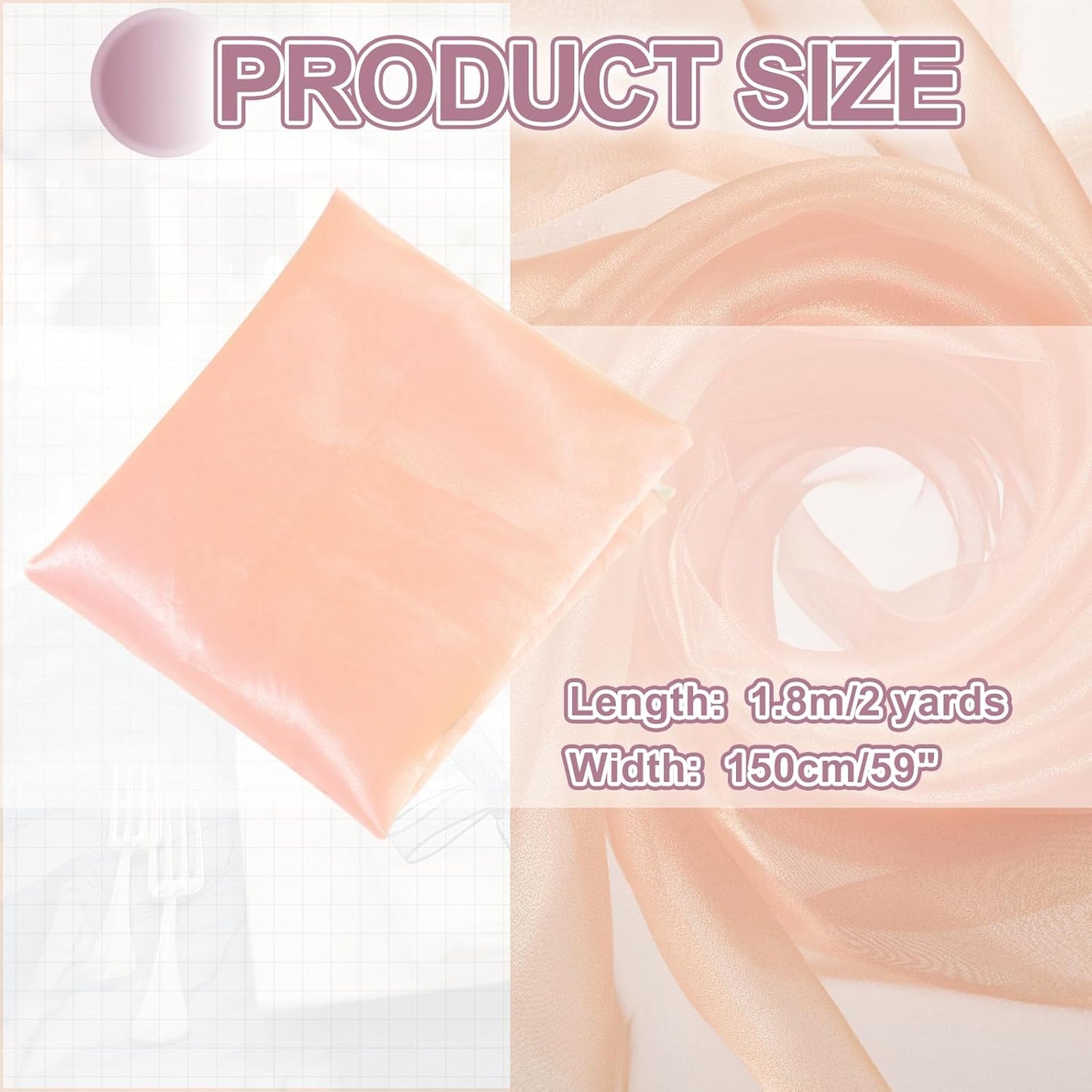 MECCANIXITY Iridescent Sheer Organza Fabric, 2 Yards x 59 Inches Solid Holographic Shiny Fabric Organza Cloth for Wedding, Curtains, Costume, Photo Background, Champagne