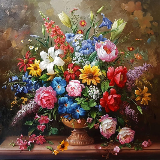 Moohue 14ct Counted Stamped Cross Stitch Kits for Adults Printed Cross Stitch Patterns Art Crafts Cross Stitch Supplies (Flowers 14)