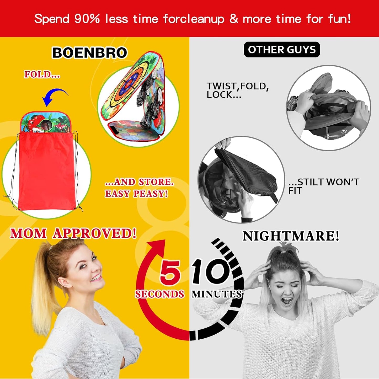 Bean Bag Toss Game for Kids/Double-Sided Foldable Cornhole Board/Backyard Beach Yard Outdoor Toys for Kids Ages 4-8/5-Second Setup/Party Supplies for Kids