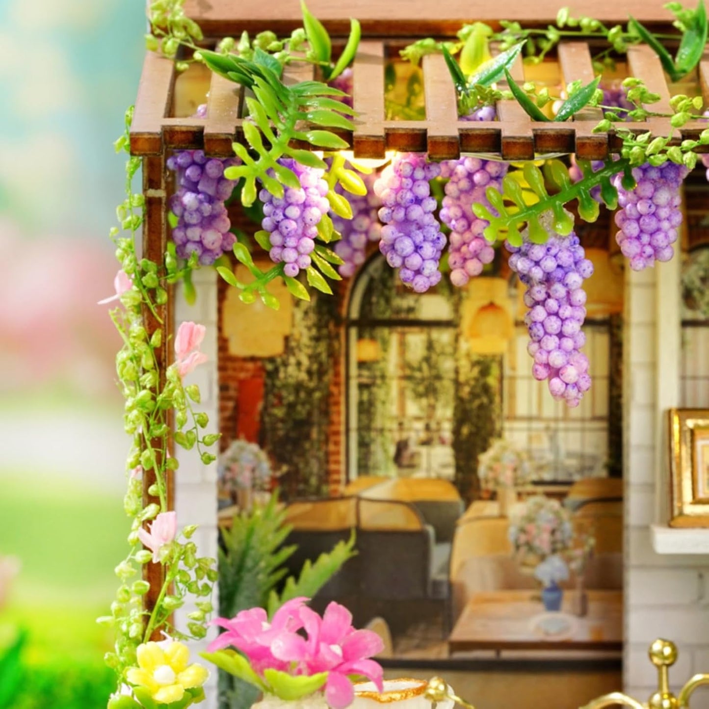 DIY Miniature House Kit, Mini House Building Kit with LED & Dust Cover, DIY Wooden Dollhouse Miniature Kit for Adults Teen, Wooden Crafts Lovely Dollhouse Kit, Leisure Time