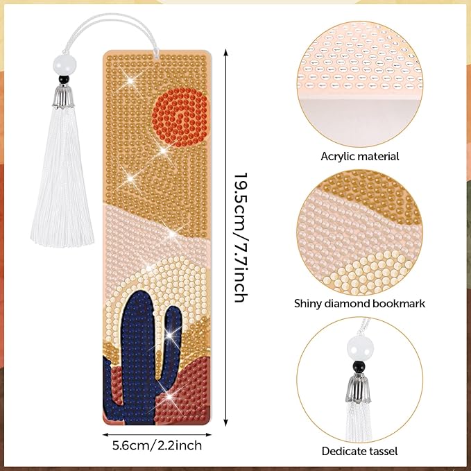 8 Pieces Christian Bible Verse Diamond Art Bookmarks 5d Christian Beaded Bookmark Acrylic Tassel Bookmark for DIY Making Beginners Kids Adults Arts Craft Supplies (Boho)