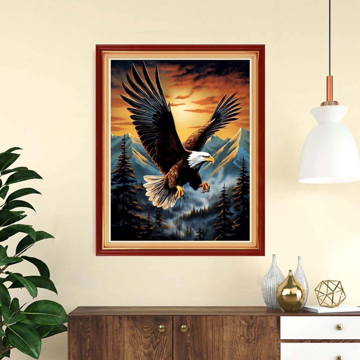 DMCVIVR Stamped Cross Stitch Kits for Adults Beginners Embroidery Kits 11CT Needlepoint Kits Cross Stitch Patterns Embroidery Patterns-Eagle Sunrise 16x20 inch