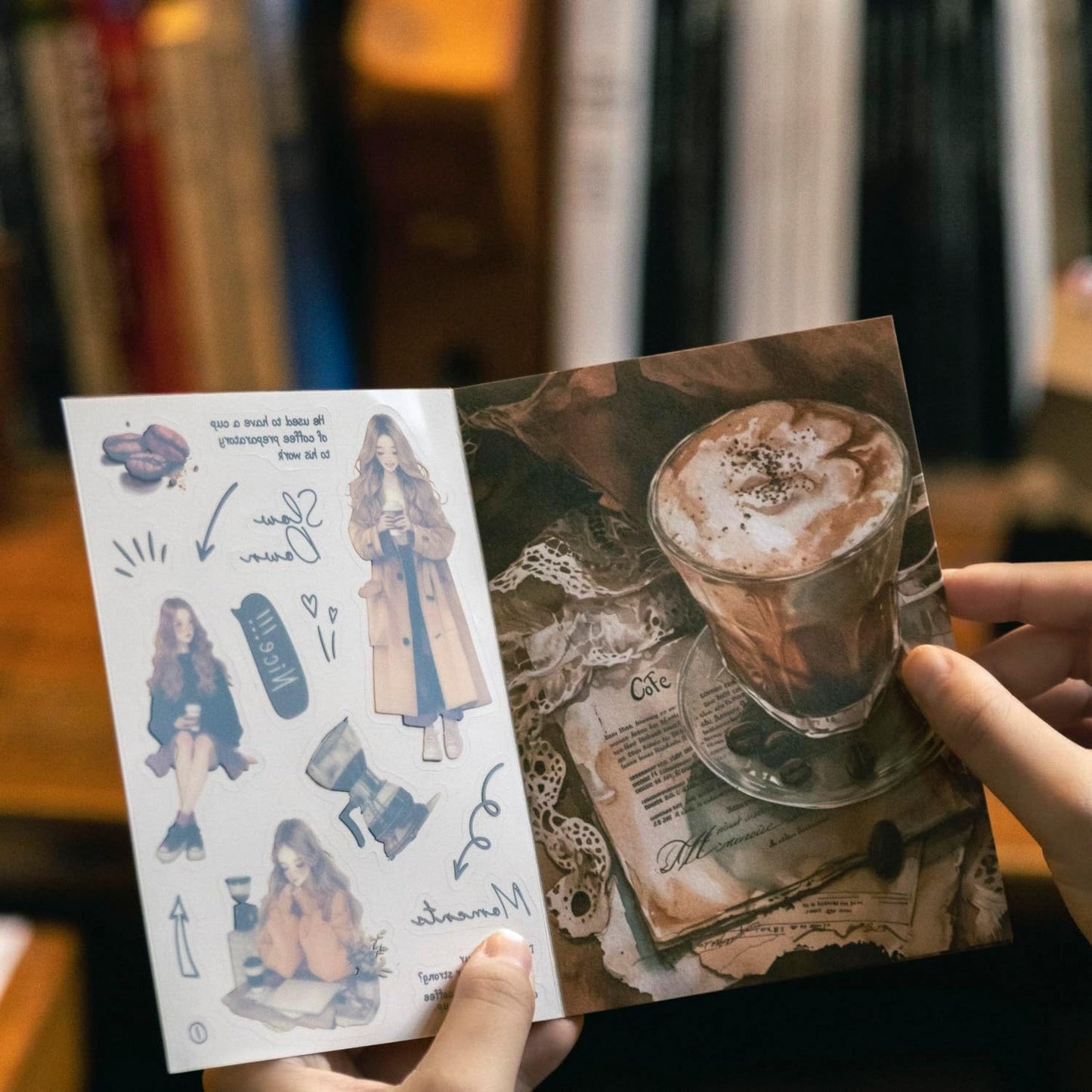 6Pcs Coffee Sticker Books, PET&Washi Stickers for Scrapbooking, DIY Crafts, Journaling Supplies & Junk Journal Ephemera