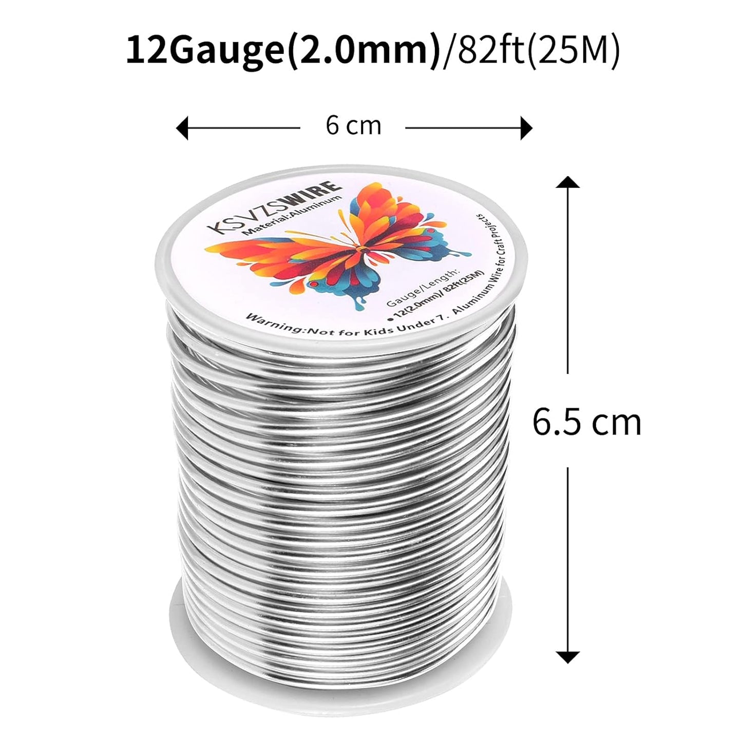 12 Gauge(2.0mm) Aluminum Wire 82 Feet(25M) KSVZS Bendable Metal Wire for Crafts, Sculpting, Armature, Jewelry Making【3-in-1】+18Gauge(1.0mm) 32.8Ft(10M)+1 Pliers(Silver)