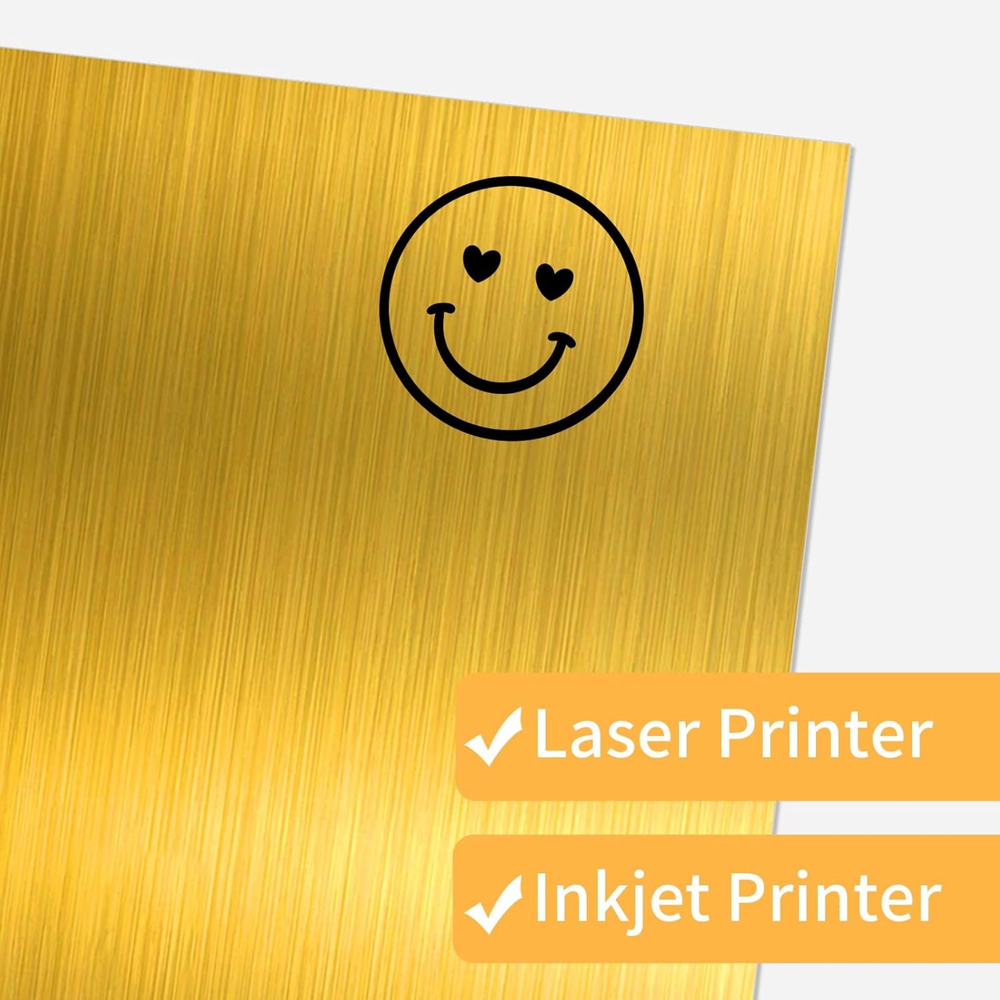 Gold Printable Sticker Paper, 20 Sheets Printable Holographic Gold Sticker Paper, Laser/Inkjet Printing-Letter Size (8.5" x 11")