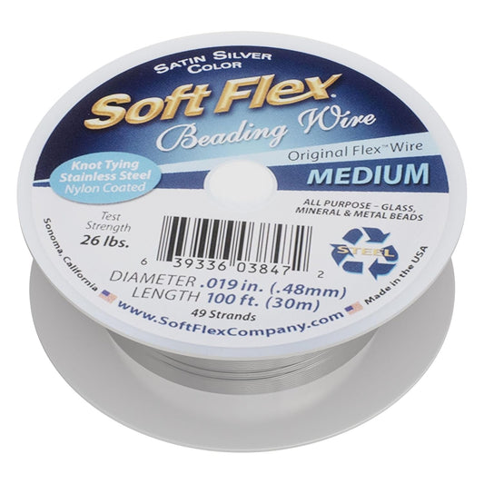 Soft Flex 49 Strand Beading Wire - Medium 0.19 Diameter - 100 Feet Nylon Design Wire