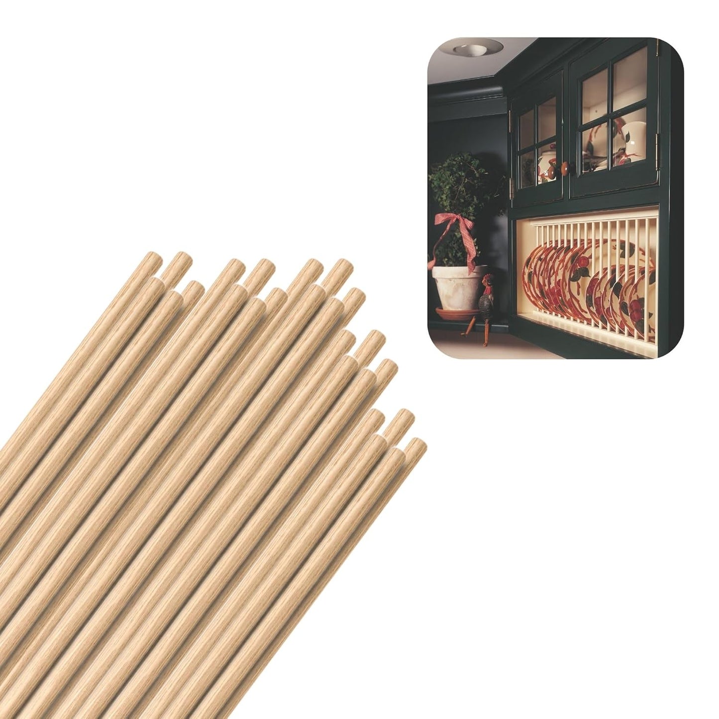 Hardwood Round Dowels (1/4" x 36", Pack of 25) | Variety of Diameters & Wood Species | Unfinished Wooden Dowel Rods for Crafts & DIY Home Projects | Curtain Rod, Macrame Supplies, Cake Pops, Flagpole